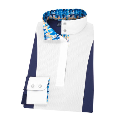 Essex Classics Tie Dye Ladies Navy Luna Performance Straight Collar Show Shirt - Equestrian Chic Boutique