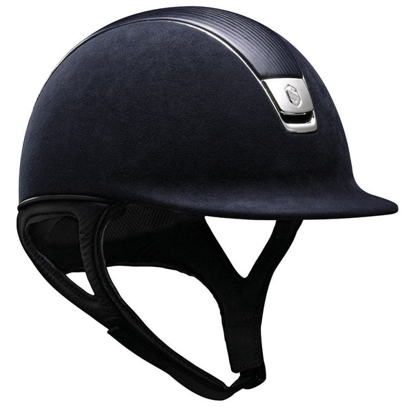 Samshield PREMIUM Helmet LEATHER TOP - Navy Blue Top Leather Chrome - Equestrian Chic Boutique 