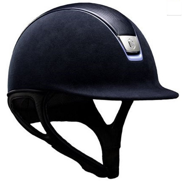 Samshield PREMIUM Helmet LEATHER TOP - Navy Blue Top Leather Chrome Blue - Equestrian Chic Boutique 
