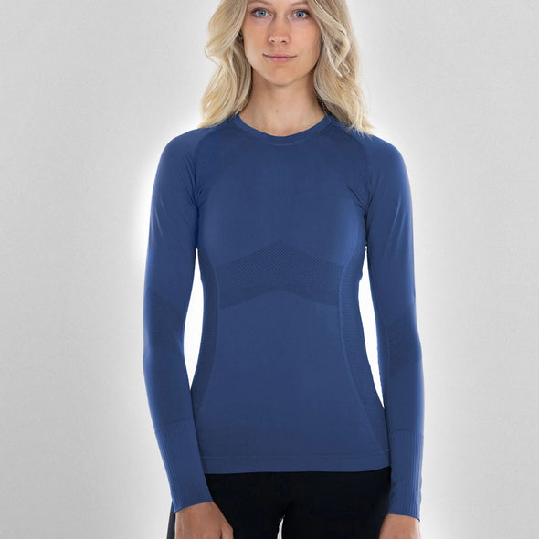 Anique Signature Long Sleeve Crew - Blueberry - Equestrian Chic Boutique