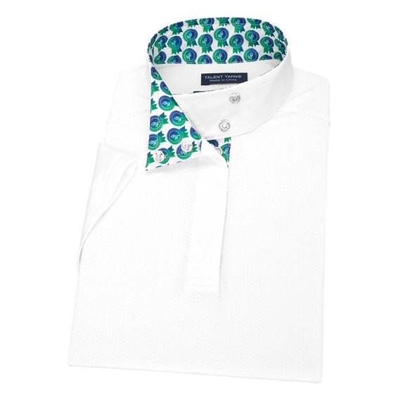 Essex Classics Girls Green Is The New Blue Short Sleeve Talent Yarn Wrap Collar Show Shirt - Equestrian Chic Boutique