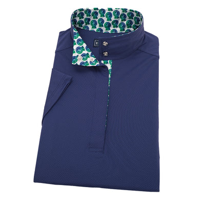 Essex Classics Ladies Green Is The New Blue “Dusk” Navy Jumper Performance Short Sleeve Show Shirt - Equestrian Chic Boutique