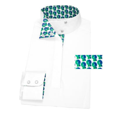 Essex Classic Girls Green Is The New Blue Talent Yarn Wrap Collar Show Shirt - Equestrian Chic Boutique